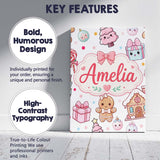 Personalised Name Cute Gingerbread Girl Custom  Modern Room Accent Elegant Feature Canvas Wall Art Print Decor Picture Ready to Hang