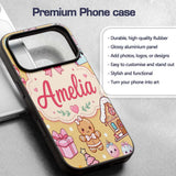 Cute Gingerbread Girl Candy House Sweets Gold Custom Name Protective Phone Case Mobile Cover Durable Everyday Smartphone Shock Resistant