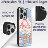 Cute Gingerbread Girl Candy House Sweet Blue Custom Name Protective Phone Case Mobile Cover Durable Everyday Smartphone Shock Resistant