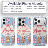Cute Gingerbread Girl Candy House Sweet Blue Custom Name Protective Phone Case Mobile Cover Durable Everyday Smartphone Shock Resistant