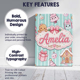 Personalised Name Cute Gingerbread Girl Custom  Modern Room Accent Elegant Feature Canvas Wall Art Print Decor Picture Ready to Hang