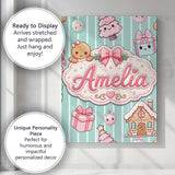 Personalised Name Cute Gingerbread Girl Custom  Modern Room Accent Elegant Feature Canvas Wall Art Print Decor Picture Ready to Hang