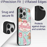 Cute Gingerbread Girl Candy House Sweet Mint Custom Name Protective Phone Case Mobile Cover Durable Everyday Smartphone Shock Resistant