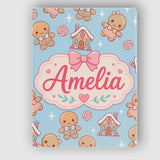 Personalised Name Cute Gingerbread Cookies Custom  Unique Gift Idea Elegant Feature Canvas Wall Art Print Decor Picture Ready to Hang