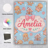 Personalised Name Cute Gingerbread Cookies Custom  Unique Gift Idea Elegant Feature Canvas Wall Art Print Decor Picture Ready to Hang
