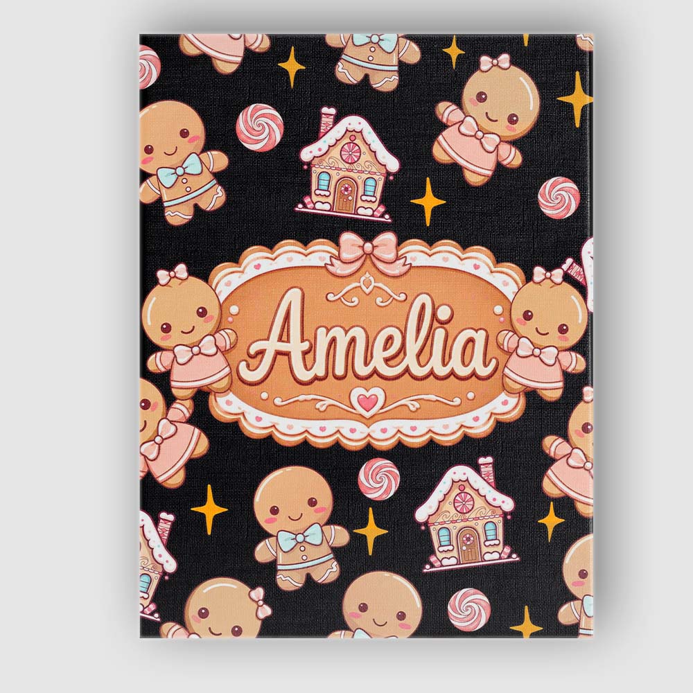Personalised Name Cute Gingerbread Cookies Custom  Unique Gift Idea Elegant Feature Canvas Wall Art Print Decor Picture Ready to Hang