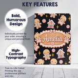 Personalised Name Cute Gingerbread Cookies Custom  Unique Gift Idea Elegant Feature Canvas Wall Art Print Decor Picture Ready to Hang