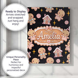 Personalised Name Cute Gingerbread Cookies Custom  Unique Gift Idea Elegant Feature Canvas Wall Art Print Decor Picture Ready to Hang