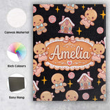 Personalised Name Cute Gingerbread Cookies Custom  Unique Gift Idea Elegant Feature Canvas Wall Art Print Decor Picture Ready to Hang