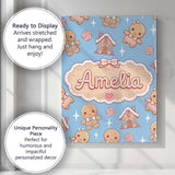 Personalised Name Cute Gingerbread Cookies Custom  Unique Gift Idea Elegant Feature Canvas Wall Art Print Decor Picture Ready to Hang