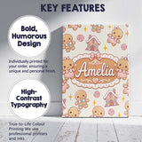 Personalised Name Cute Gingerbread Cookies Custom  Unique Gift Idea Elegant Feature Canvas Wall Art Print Decor Picture Ready to Hang