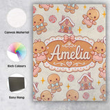 Personalised Name Cute Gingerbread Cookies Custom  Unique Gift Idea Elegant Feature Canvas Wall Art Print Decor Picture Ready to Hang