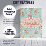 Personalised Name Cute Gingerbread Cookies Custom  Unique Gift Idea Elegant Feature Canvas Wall Art Print Decor Picture Ready to Hang