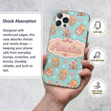 Cute Gingerbread Cookies Candy House Sweets Mint Custom Name Protective Phone Case Mobile Cover Durable Everyday Smartphone Shock Resistant