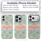 Cute Gingerbread Cookies Candy House Sweets Mint Custom Name Protective Phone Case Mobile Cover Durable Everyday Smartphone Shock Resistant