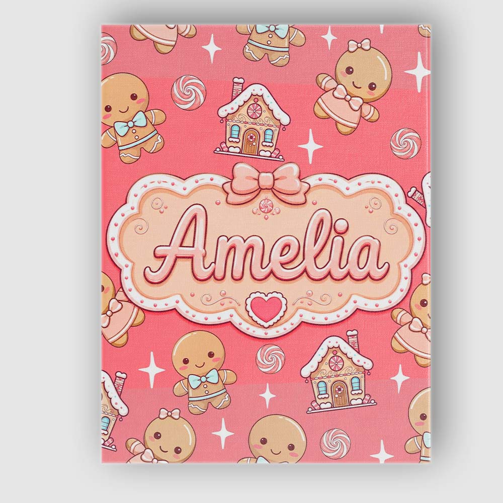 Personalised Name Cute Gingerbread Cookies Custom  Unique Gift Idea Elegant Feature Canvas Wall Art Print Decor Picture Ready to Hang