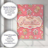 Personalised Name Cute Gingerbread Cookies Custom  Unique Gift Idea Elegant Feature Canvas Wall Art Print Decor Picture Ready to Hang