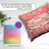 Custom Name Gingerbread Cookies Candy House Sweets Red Seamless Square Filled Cushion Throw Pillow Sofa Bed Home Decor Zip Washable UK Made