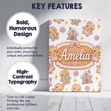 Personalised Name Cute Gingerbread Cookies Custom  Unique Gift Idea Elegant Feature Canvas Wall Art Print Decor Picture Ready to Hang