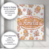 Personalised Name Cute Gingerbread Cookies Custom  Unique Gift Idea Elegant Feature Canvas Wall Art Print Decor Picture Ready to Hang