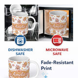 Personalized Custom Name Cute Gingerbread Cookies Candy House Sweets White Background 11oz Ceramic Coffee Tea Mug White Large Handle