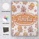 Personalised Name Cute Gingerbread Cookies Custom  Unique Gift Idea Elegant Feature Canvas Wall Art Print Decor Picture Ready to Hang