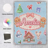 Personalised Name Christmas Gingerbread Custom  Modern Room Accent Elegant Feature Canvas Wall Art Print Decor Picture Ready to Hang