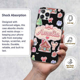 Christmas Gingerbread House Snowman Deer Seamless Custom Name Protective Phone Case Mobile Cover Durable Everyday Smartphone Shock Resistant