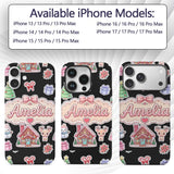 Christmas Gingerbread House Snowman Deer Seamless Custom Name Protective Phone Case Mobile Cover Durable Everyday Smartphone Shock Resistant