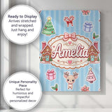 Personalised Name Christmas Gingerbread Custom  Modern Room Accent Elegant Feature Canvas Wall Art Print Decor Picture Ready to Hang