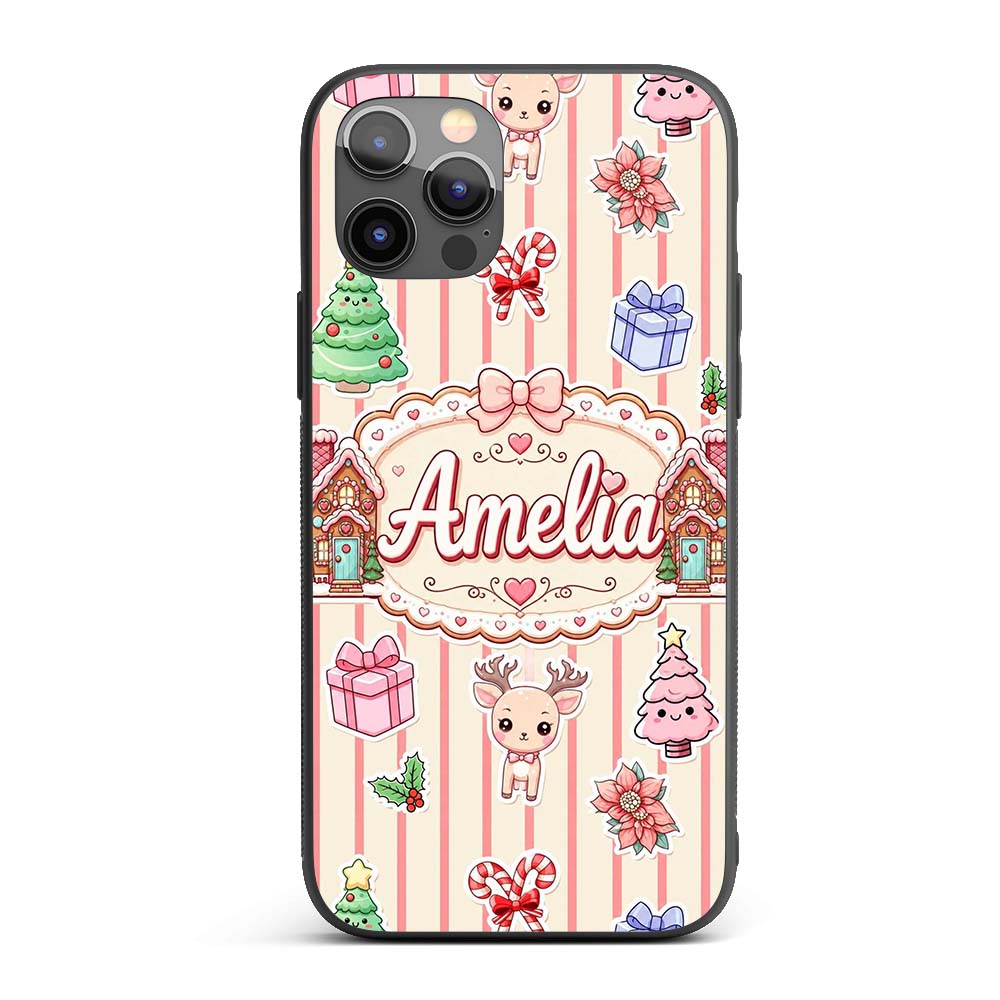 Christmas Gingerbread House Snowman Seamless Custom Name Protective Phone Case Mobile Cover Durable Everyday Smartphone Shock Resistant