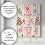 Personalised Name Christmas Gingerbread Custom  Modern Room Accent Elegant Feature Canvas Wall Art Print Decor Picture Ready to Hang