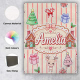 Personalised Name Christmas Gingerbread Custom  Modern Room Accent Elegant Feature Canvas Wall Art Print Decor Picture Ready to Hang