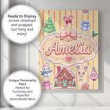 Personalised Name Christmas Gingerbread Custom  Modern Room Accent Elegant Feature Canvas Wall Art Print Decor Picture Ready to Hang