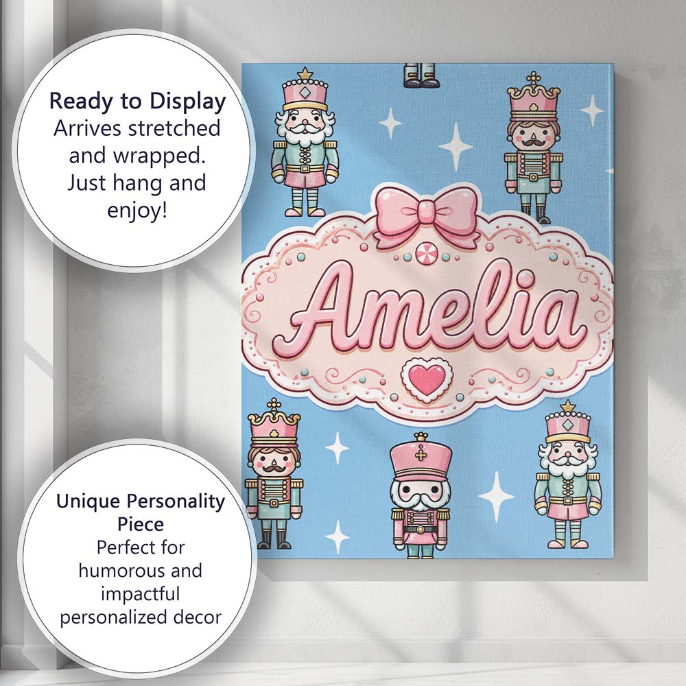 Personalised Name Nutcracker Soldiers Custom Modern Room Accent Creative Decorator Style Canvas Wall Art Print Decor Picture Ready to Hang
