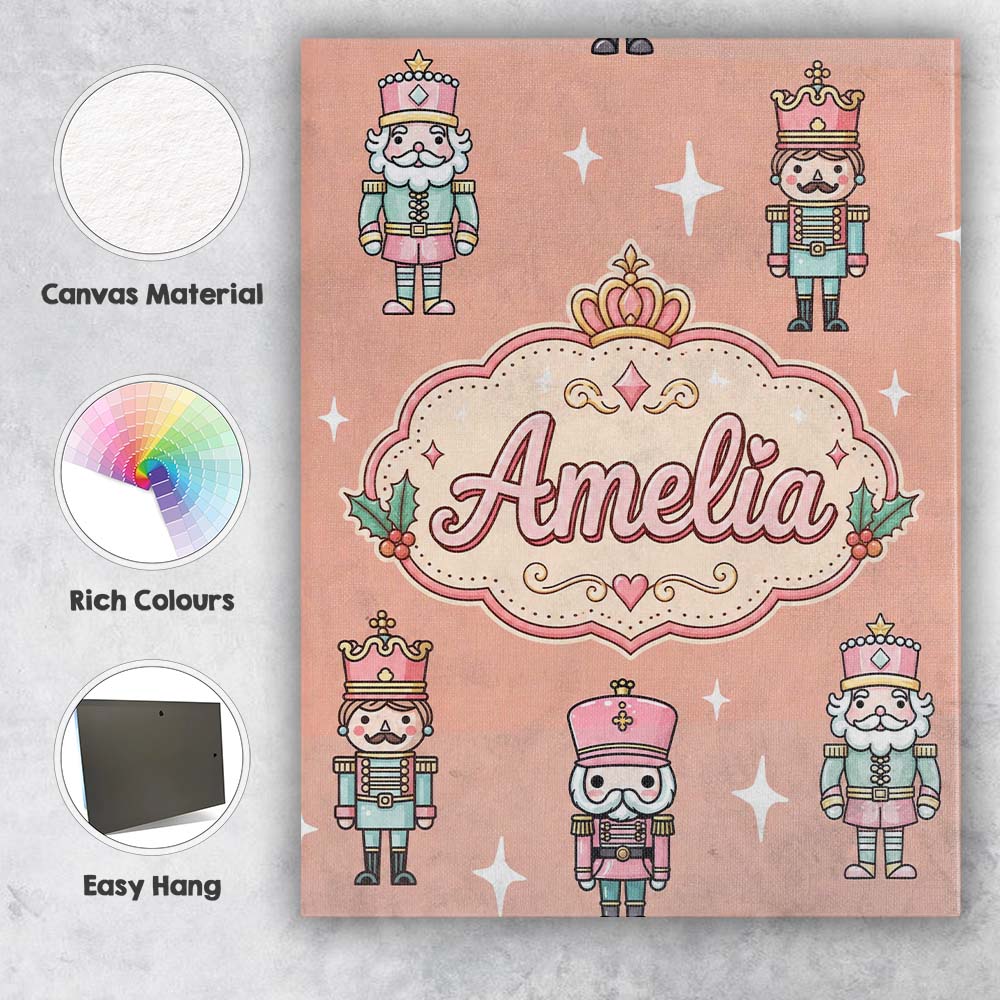 Personalised Name Nutcracker Soldiers Custom Modern Room Accent Creative Decorator Style Canvas Wall Art Print Decor Picture Ready to Hang