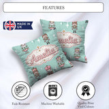Custom Name Nutcracker Soldiers Christmas Seamless Pattern Mint Square Filled Cushion Throw Pillow Sofa Bed Home Decor Zip Washable UK Made
