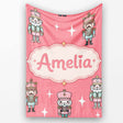 Pastel Nutcracker Soldiers Christmas Seamless Pattern Coral  Personalised Custom Name Super Soft Fleece Blanket Bed Sofa Throw