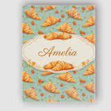 Personalised Name Croissant and Strawberry Playful Teal Background Custom  Unique Canvas Wall Art Print Decor Picture Ready to Hang