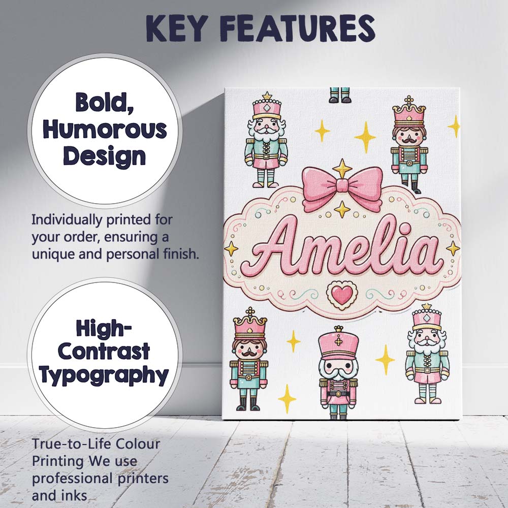 Personalised Name Pastel Nutcracker Soldiers Custom Bespoke  Contemporary Display Canvas Wall Art Print Decor Picture Ready to Hang