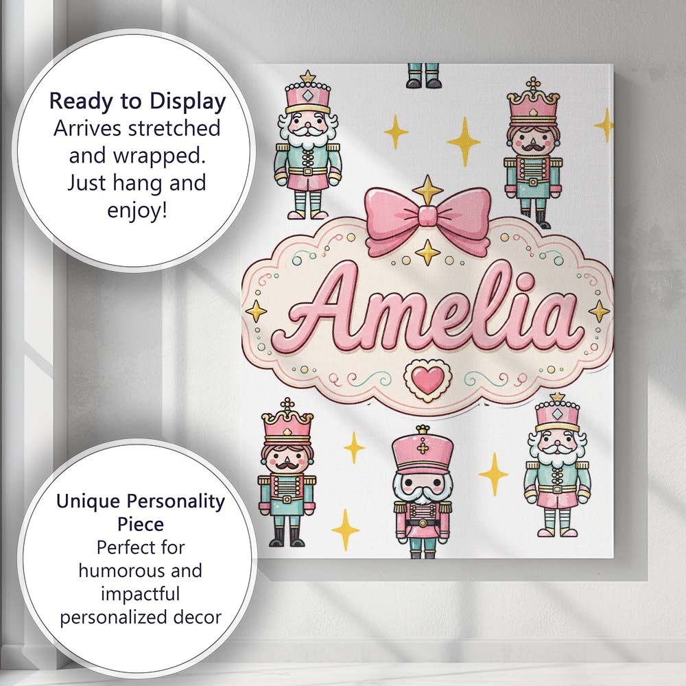 Personalised Name Pastel Nutcracker Soldiers Custom Bespoke  Contemporary Display Canvas Wall Art Print Decor Picture Ready to Hang