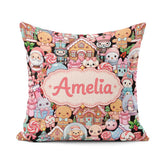 Custom Name Christmas Gingerbread Candy Santa Snowman Characters Square Filled Cushion Throw Pillow Sofa Bed Home Decor Zip Washable UK Made