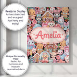 Personalised Name Cute Christmas Gingerbread Custom Bespoke  Contemporary Display Canvas Wall Art Print Decor Picture Ready to Hang