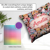 Custom Name Christmas Gingerbread Candy Santa Snowman Characters Square Filled Cushion Throw Pillow Sofa Bed Home Decor Zip Washable UK Made