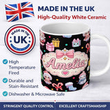 Personalized Custom Name Cute Christmas Santa Snowman Gifts Candy Cane Seamless Pattern 11oz Ceramic Coffee Tea Mug White Large Handle