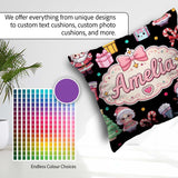 Custom Name Cute Santa Snowman Gifts Candy Cane Seamless Pattern Square Filled Cushion Throw Pillow Sofa Bed Home Decor Zip Washable UK Made
