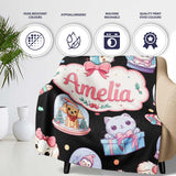 Cute Christmas Pets Snow Globe Snowman Gift Boxes Seamless Pattern  Personalised Custom Name Super Soft Fleece Blanket Bed Sofa Throw