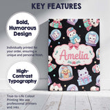 Personalised Name Cute Christmas Pets Snow Custom  Unique Gift Idea Elegant Feature Canvas Wall Art Print Decor Picture Ready to Hang