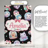 Cute Christmas Pets Snow Globe Snowman Gift Boxes Seamless Pattern  Personalised Custom Name Super Soft Fleece Blanket Bed Sofa Throw