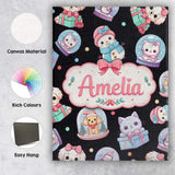 Personalised Name Cute Christmas Pets Snow Custom  Unique Gift Idea Elegant Feature Canvas Wall Art Print Decor Picture Ready to Hang